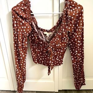 L.A. Hearts cropped long sleeve off the shoulder top. Size small. NWTG